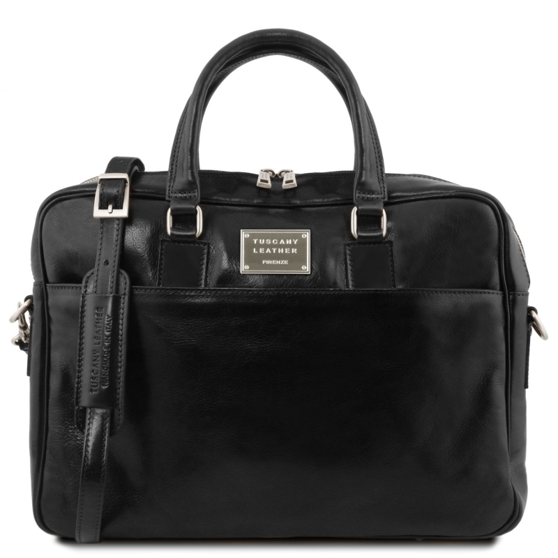 Leder-Laptoptasche Urbino 1 Fach schwarz Leder-Laptoptasche Urbino 1 Fach schwarz